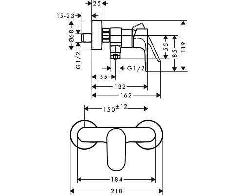 Смеситель для душа Hansgrohe Rebris S 72640000 Хром