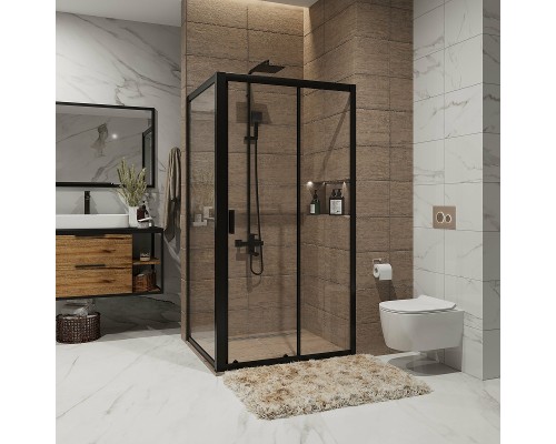 Душевой уголок Niagara Nova 110х80 NG-82-11AB-A80B профиль Черный стекло прозрачное