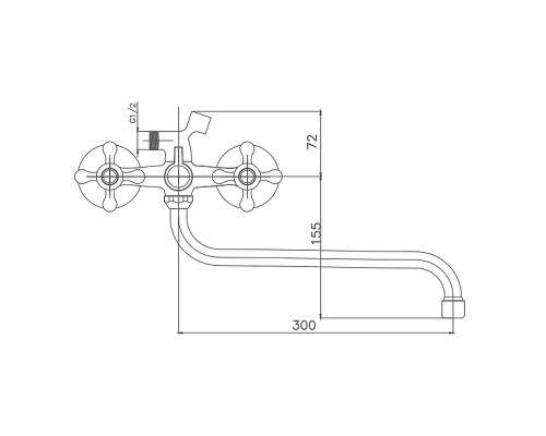 Смеситель для ванны Cron CN2208-8 Белый