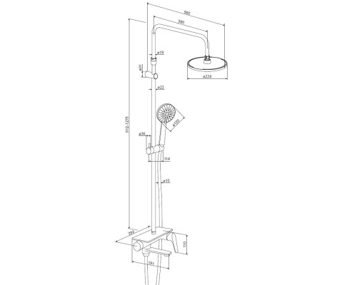 Душевая система Damixa Jupiter 977730300 Черная матовая
