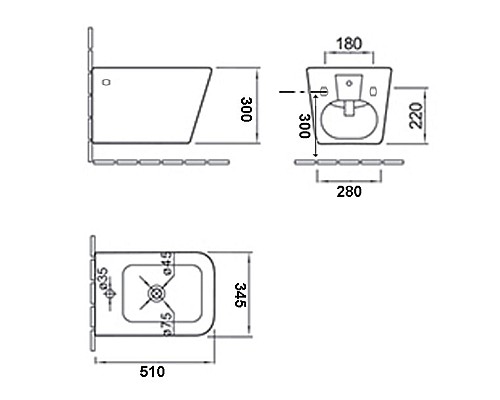 Биде подвесное ESBANO GARTEZ ESVBGARTW