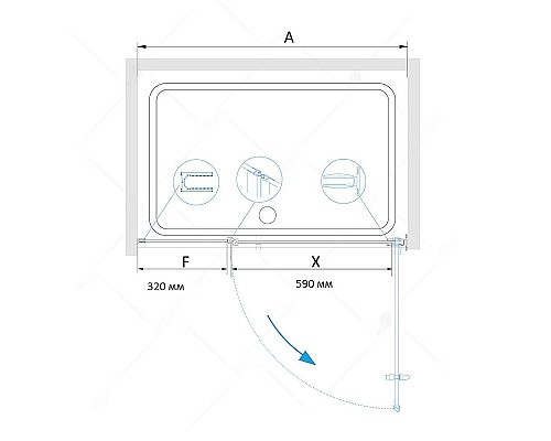 Душевая дверь RGW Hotel HO-012 100 350601200-21 профиль Хром стекло матовое-сатинат