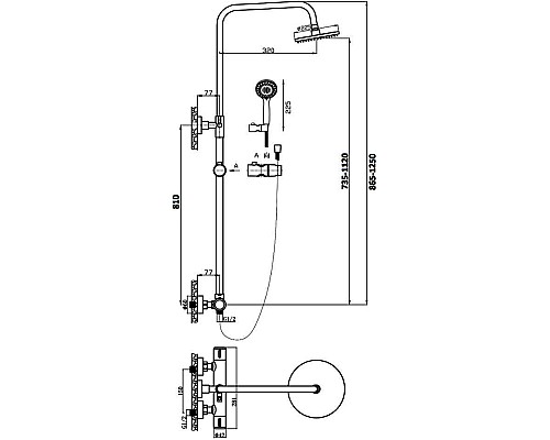Душевая система Agger Thermo A2451200 Хром