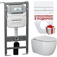 Комплект унитаза с инсталляцией Ceramica Nova Play CN3001_1002W_1000 с сиденьем Микролифт и Белой клавишей смыва