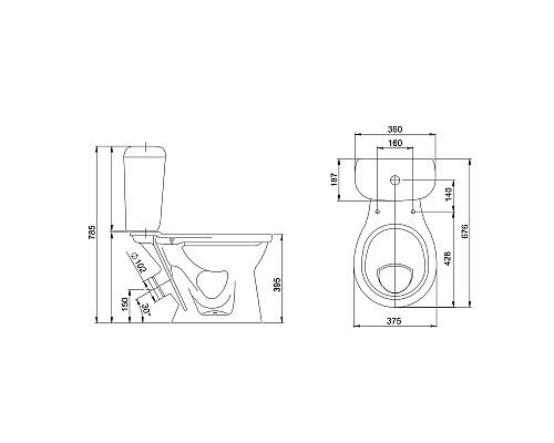 Унитаз компакт Santeri Виктория 1.P301.6.S00.00B.F с бачком и сиденьем