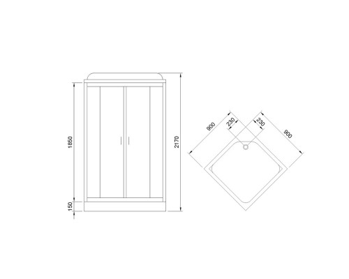Душевая кабина Royal Bath HP 90х90 с гидромассажем задняя стенка Белая