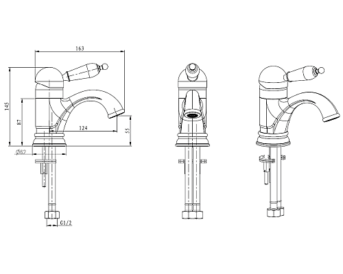 Смеситель для раковины Boheme Murano 281-MR-W Золото
