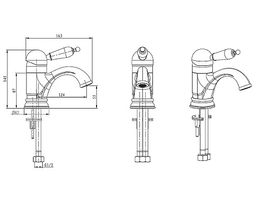 Смеситель для раковины Boheme Murano 281-MR-W Золото