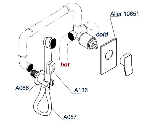 Гигиенический душ со смесителем WasserKRAFT Aller A106157 Хром