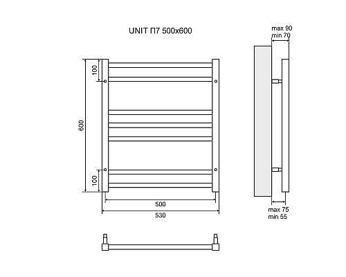 Полотенцесушитель электрический Lemark Unit LM45607EBL 500x600 черный Полотенцесушитель электрический Lemark Unit LM45607EBL 500x600 черный