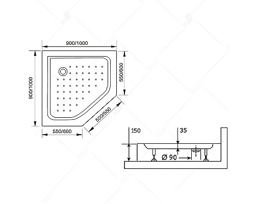 Акриловый поддон для душа RGW Acrylic LUX/TN-TR 100x100 16180500-41 Белый