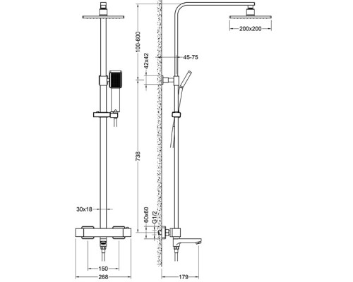 Душевая система Timo Tetra-thermo SX-0169/03 с термостатом Черная