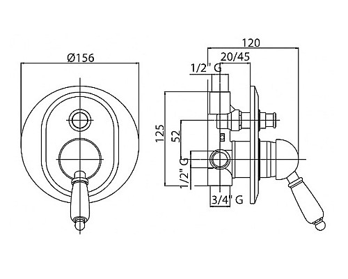 Смеситель для душа Cezares ELITE-VDIM-01-Bi