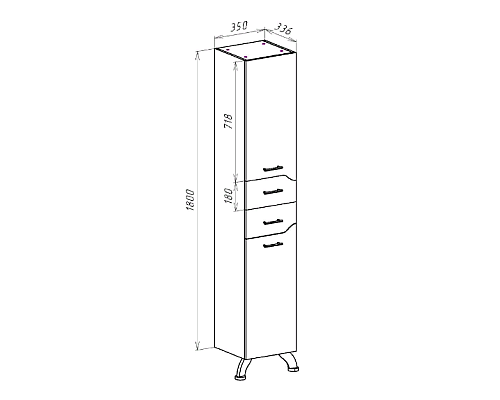 Шкаф пенал Bellezza Дрея 35 4621304710011 Белый