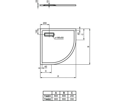 Акриловый поддон для душа Ideal Standard Ultraflat New 90х90 T449201 Белый