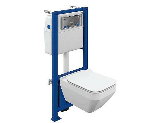 Комплект унитаза с инсталляцией Cersanit Crea Square CO DPL EO slim 63997 с сиденьем Микролифт
