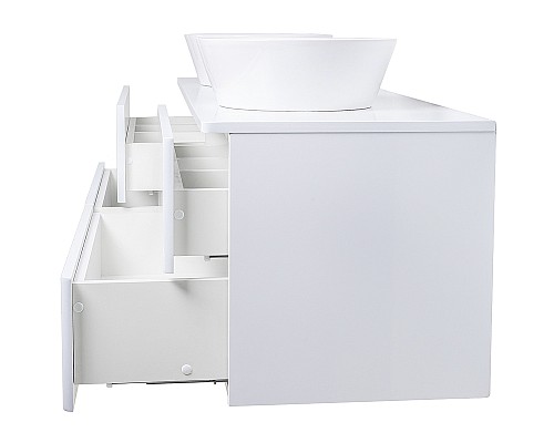 Тумба с раковиной Orange Otto 130 Ot-130TuMDF+B08-360W подвесная Белый глянец