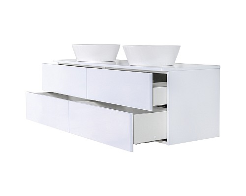 Тумба с раковиной Orange Otto 130 Ot-130TuMDF+B08-360W подвесная Белый глянец