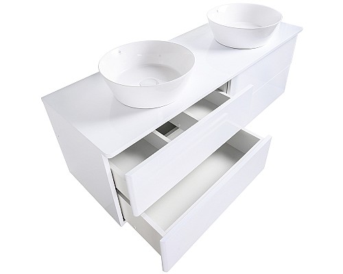 Тумба с раковиной Orange Otto 130 Ot-130TuMDF+B08-360W подвесная Белый глянец