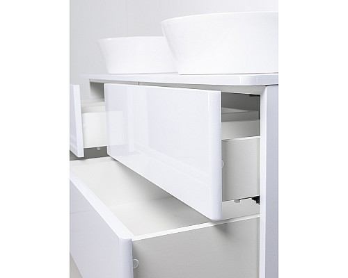 Тумба с раковиной Orange Otto 130 Ot-130TuMDF+B08-360W подвесная Белый глянец