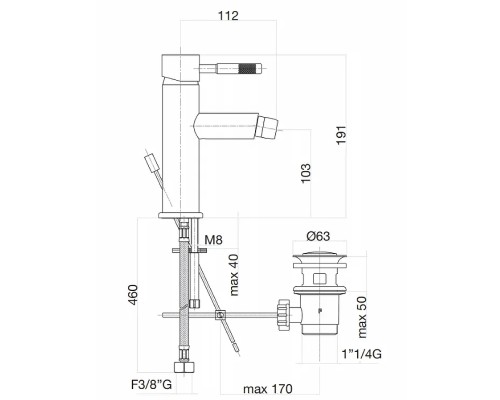 Смеситель для ванны Webert Rimini RI850101010 Золото