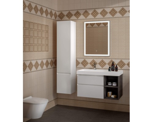 Тумба под раковину Kerama Marazzi CUBO левая подвесная с ящиками 90, белая глянцевая