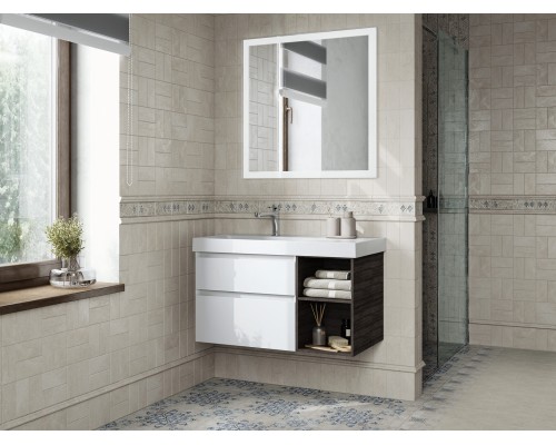 Тумба под раковину Kerama Marazzi CUBO левая подвесная с ящиками 90, белая глянцевая