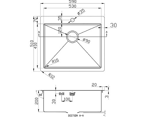 Кухонная мойка ZorG Grafit PVD 5951 GRAFIT Графит