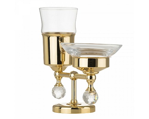 Стакан для зубных щеток с мыльницей Migliore Amerida 16609 Золото с кристаллами Swarovski