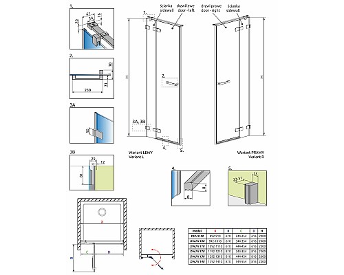 Душевая дверь Radaway Arta DWJ II 620 386441-03-01R профиль Хром стекло прозрачное