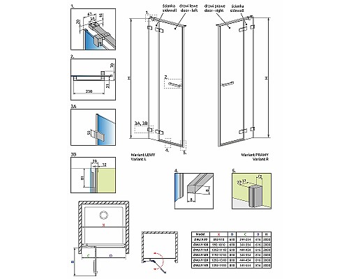 Душевая дверь Radaway Arta DWJ II 620 386441-03-01R профиль Хром стекло прозрачное