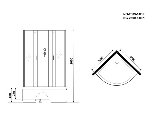 Душевая кабина Niagara Classic 100x100 NG-2309-14BK без гидромассажа