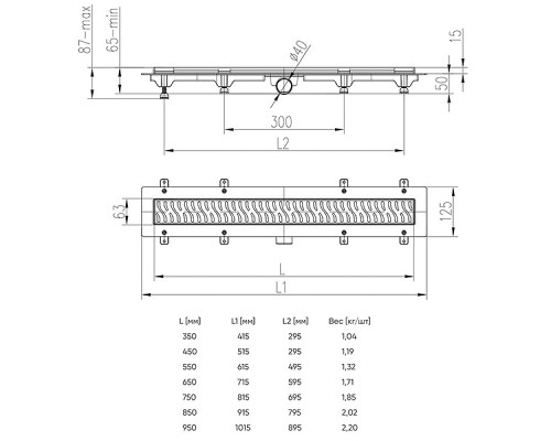 Душевой лоток Azario AZ-CH 750 MC с решеткой Medium