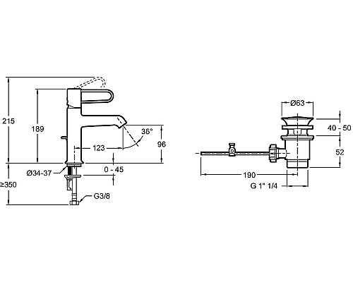 Смеситель для раковины Jacob Delafon Odeon Rive Gauche E21028-BL-00 Белый матовый Черный