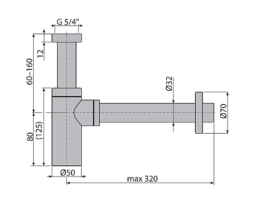 Сифон для раковины Alcaplast Design A400B Белый глянец