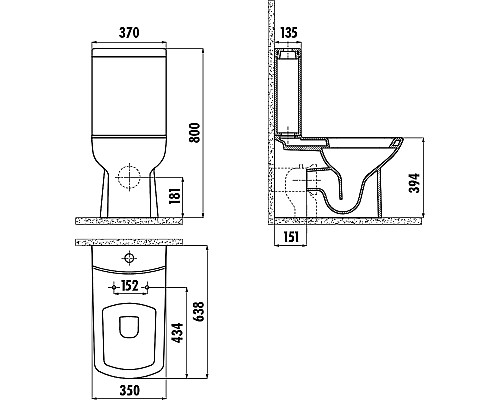 Унитаз биде Creavit Lara LR360-34CB00E-0001 Белый без бачка и сиденья