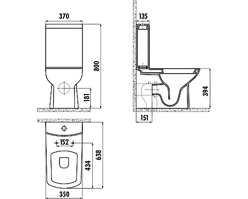 Унитаз биде Creavit Lara LR360-34CB00E-0001 Белый без бачка и сиденья