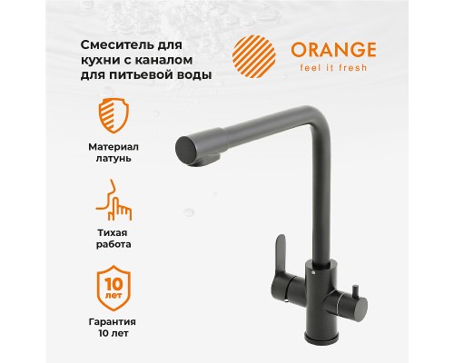 Смеситель для кухни Orange Steel Черный