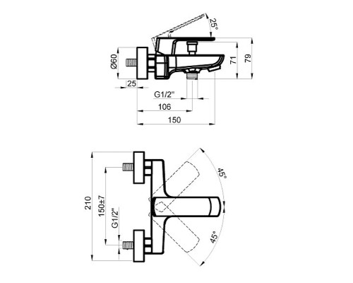 Смеситель для ванны Azario Atri AZ-15960501 Хром
