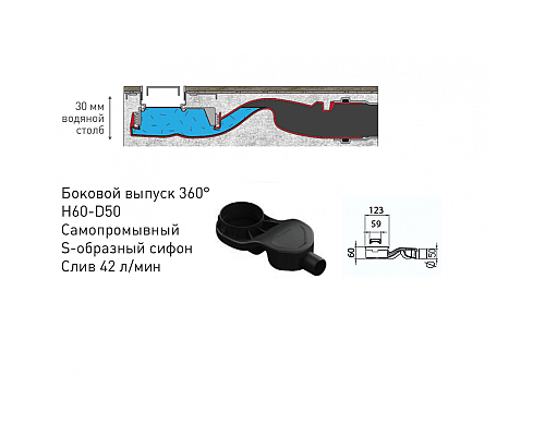 Душевой лоток BERGES C1 Norma 600 матовый хром боковой