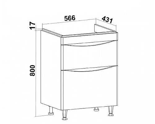 Тумба под раковину Runo Афина 60 00-00001169 Белая