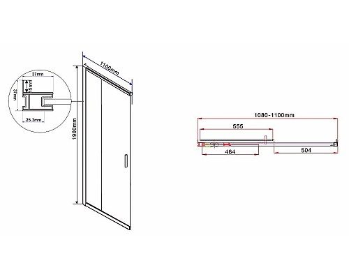 Душевой уголок Vincea Garda 110х80 VSS-1G8011CH профиль Хром стекло шиншилла