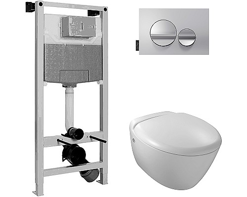 Комплект унитаза с инсталляцией Jacob Delafon Presquile E21743RU-00 с сиденьем Микролифт и клавишей смыва