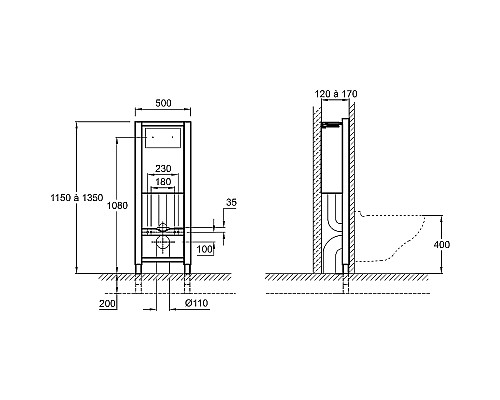 Комплект унитаза с инсталляцией Jacob Delafon Presquile E21743RU-00 с сиденьем Микролифт и клавишей смыва