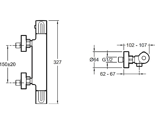 Смеситель для душа Jacob Delafon Metro E24394-CP с термостатом Хром