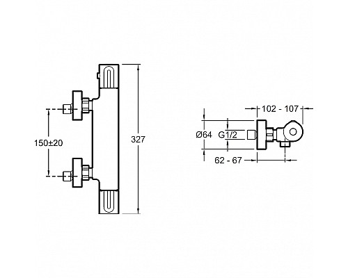 Смеситель для душа Jacob Delafon Metro E24394-CP с термостатом Хром