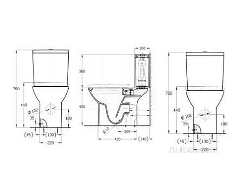 Чаша Roca Debba Round 34299P00Y напольная безободковая