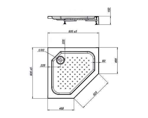 Акриловый поддон для душа Vincea 90x90 Белый, арт