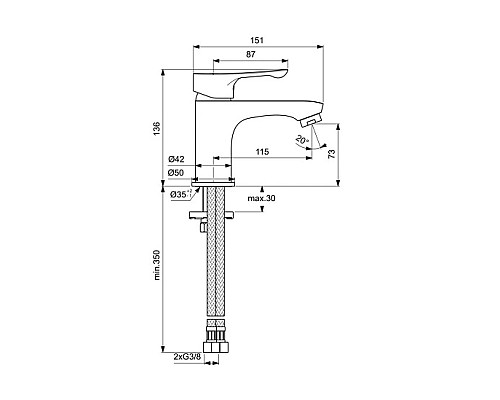 Смеситель для раковины Ideal Standard Alpha BC552AA Хром