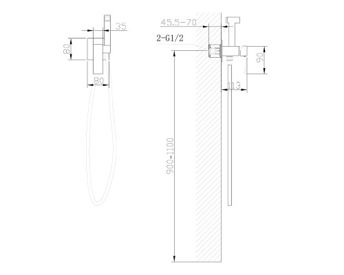 Гигиенический душ со смесителем Abber Wasserfall AF8625 Хром